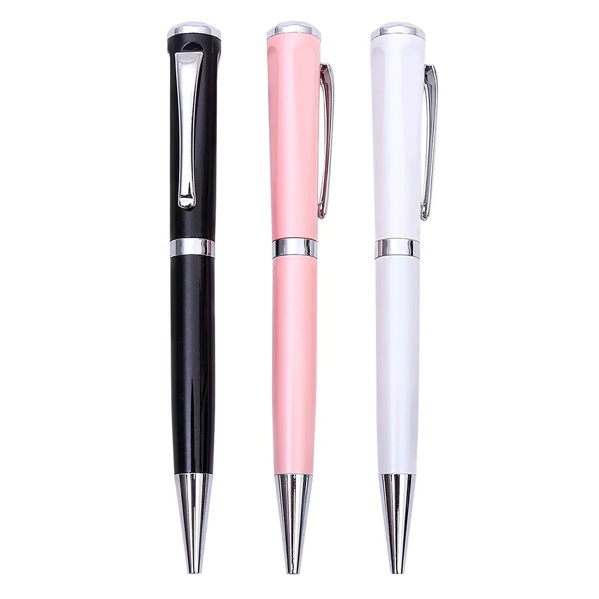 Bolígrafo de regalo para chica y mujer, bolígrafo de Metal plano con tapa cuadrada usada para negocios, rosa, blanco y negro, varios colores, Impresión de logotipo