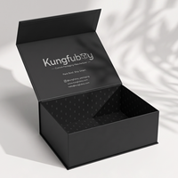 Boîtes cadeaux pliables en carton noir rigide de luxe avec impression personnalisée, fermeture magnétique, couvercle, logo