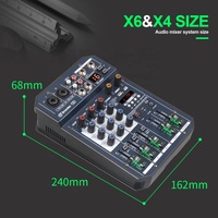 Debra X4 4-Channel Mini dijital DJ ses mikseri Fader BT4.2 16DSP yankı etkisi 48V PC kayıt bandı karıştırma Mini amplifikatör