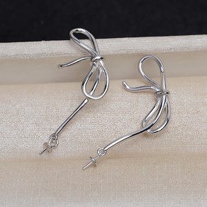 Pendientes Largos en Forma de C de Plata S925 para Mujer, con Múltiples Cuentas, 3-8 Perlas, Soporte Vacío para DIY, Accesorio de Moda - Product Image 4