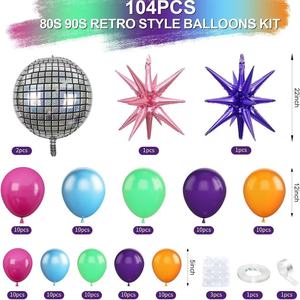 Kit de Guirnalda de Globos para Fiesta Disco, 104 Piezas, Tema Retro Rock de los 80s y 90s, Juego de Globos de Látex Coloridos, Decoraciones para Fiesta de Graduación - Product Image 2