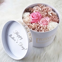 Boîte cadeau ronde de luxe pour fleurs, emballage en papier avec logo personnalisé imprimé, pour rose éternelle, mariage, cadeau fête des mères