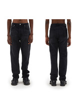 Jeans droits taille haute pour hommes, coupe slim, effet vieilli, denim rigide de qualité supérieure, vente en gros, faible MOQ, services OEM ODM