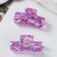 Barrettes à cheveux carrées creuses en PVC de style vintage violet-rose inspirées d'Instagram, accessoires pour cheveux girly en gros