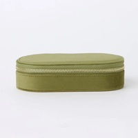 Organisateur de bijoux en velours de forme ovale, boîte de rangement à fermeture éclair pour colliers et boucles d'oreilles, étui de voyage en velours pour femmes, cadeau