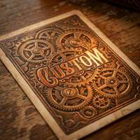 Jeu de cartes mécaniques steampunk personnalisé, papier à noyau noir 310 g/m², impression offset 4 couleurs CMYK, pochette en papier texturé cuivre