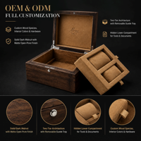 Boîte à montre de luxe en bois à fente unique, finition noyer, coussin en daim amovible, étui cadeau pour montre, personnalisation de marque OEM