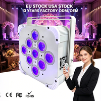 10 Luces de Proyección RGBAW+UV de 9*18W 6 en 1 con Batería Recargable, Control Inalámbrico DMX512 y WiFi para Escenarios, DJ, Bares y Fiestas