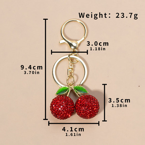 Nuovo Creativo Portachiavi 3D con Ciondolo a Forma di Ciliegia con Strass, Accessorio per Borsa da Donna, Regalo - Product Image 6