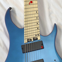 Gitar Elektrik 8 Senar Tanpa Kepala Warna Biru dengan Bagian Belakang/Samping Kayu Rosewood dan Bodi Kayu Mahoni Fretboard Kayu Solid Gratis Ongkir