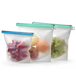 Heavy-Duty Kitchen-Grade Airtight Silicone Food Storage Bags Reusable Freezer Bags Keep Fresh Veggie Organizer