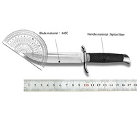 Couteau fixe haute dureté en acier 440C, outil de survie en plein air pour le camping, EDC, DIY, gaine en nylon, couteau de chasse, couteau portable pour la vie quotidienne