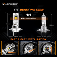 Ampoule de phare LED automobile Q66S H7 80W 10000LM 6500K Blanc froid IP65 DC12-16V Lampe de voiture avec ventilateur de refroidissement en alliage de zinc 1 pièce