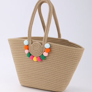 Túi xách đi biển mùa hè dành cho nữ, chất liệu dây thừng cotton, túi đeo vai đi nghỉ mát, túi hình bánh bao, túi đeo vai bằng dây thừng cotton dệt tay, túi xách thời trang - Product Image 3