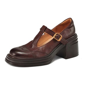 Fabbrica di alta qualità alla moda in vera pelle tondeggiante <span class=keywords><strong>Mary</strong></span> <span class=keywords><strong>Jane</strong></span> pump <span class=keywords><strong>scarpe</strong></span> con tacchi alti da donna - Product Image 2