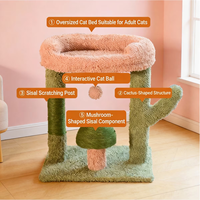 Arbre à chat en forme de cactus, poteaux à gratter en sisal, base anti-basculement stable avec boule suspendue, mobilier décoratif pour chat