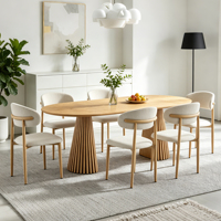 Ensemble de table à manger pour 4, 6 ou 8 personnes, transformable, extensible, luxe, moderne, table à manger ovale ronde extensible en bois