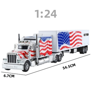 Modèles de voitures à l'échelle 1:24, camions lourds américains Actros, conteneurs, revêtement Peterbilt 389, modèle en alliage métallique, jouet de camion en alliage métallique - Product Image 1