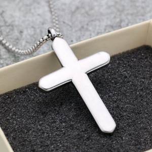 Stainless Steel <b>Cross</b> Pendant Geometric Design Asymmetry Fashion Jewelry For Men And Women Gift Accessory - Product Image 3