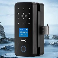 Serrure intelligente A10 à double porte en verre, accès par mot de passe/carte, sans installation, pour usage professionnel, sans perçage, fabriquée en Chine