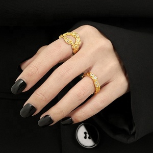 Joyería de la mejor calidad, Plata de Ley 925, joyería chapada en oro de 18 quilates, anillos ajustables de tamaño abierto Simple a la moda con Zirconia cúbica - Product Image 2