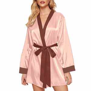 Bajas Cantidades Mínimas de Pedido, Logotipo Personalizado, Pijamas, Ropa de Estar por Casa, Kimono, Bata de Satén, Ropa de Dormir de Seda, Batas Sedosas para Mujer, Salón de Belleza, Spa - Product Image 1