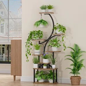 Wholesale Modern Wooden Board Living Room Wood Tall Plant Holder Flower Stand Designs