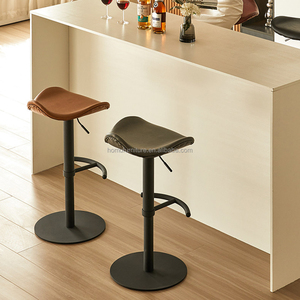 Tabourets de bar pivotants à 360°, hauteur réglable, en cuir, avec base en métal pour îlot de cuisine ou comptoir - Product Image 6