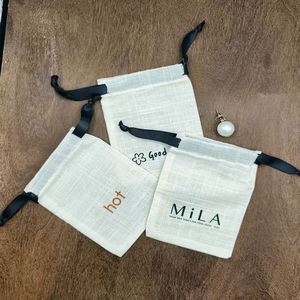 Sac en coton pour bijoux 15x20cm, logo personnalisable, sacs en coton mousseline avec cordon de serrage, pochette cadeau, à utiliser pour les bijoux, les parfums - Product Image 4