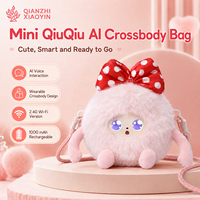 Sac bandoulière mini en peluche connecté IA, rose à pois avec nœud, IA vocale, 6 langues, mémoire longue durée, multi-usages, pour le quotidien, les voyages, cadeau