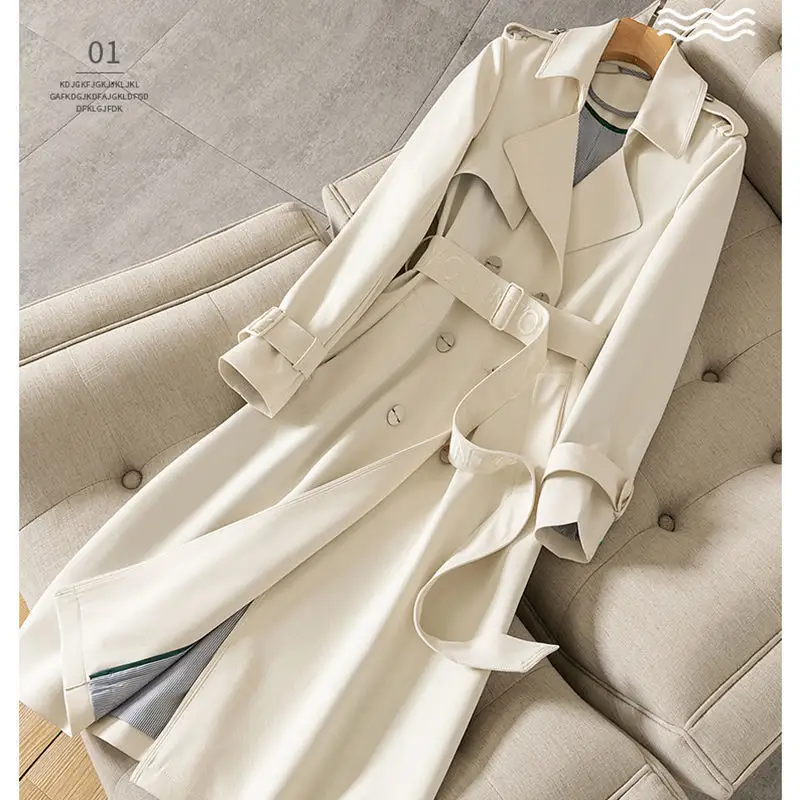 Trench-Coat pour femme, vêtement ample, kaki, Style britannique, mi-long et fin, mode élégante, vente en gros, collection automne 2022