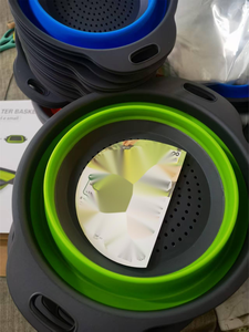 Passoire de cuisine multifonctionnelle rétractable et pliable en silicone pour laver les légumes et les fruits - Product Image 2