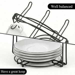 Coffee Cup Holder Hanging Partition Cup Holder <b>Storage</b> <b>Rack</b> Iron Cup Shelf Stand for Kitchen Counter Steel Display Stand - Product Image 2