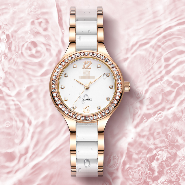 New Women's Hot Selling Fashion Ceramic Inlaid with Brick Waterproof Quartz Watch