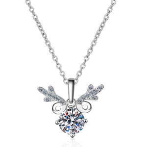 Moda romántica asta Moissanite S925 Collar de plata Tanabata regalo del Día de San Valentín - Product Image 1