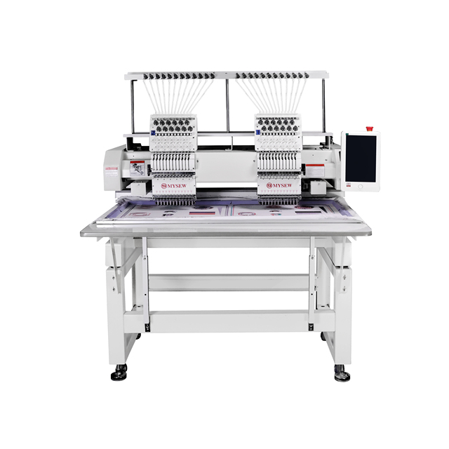 MJS1202 Professional Automatic 2 Head 12 Needle Industrial Flat Computerized Embroidery Machine Caps Fabric Embroidery Machine
