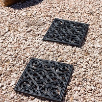 Pierre de marche en caoutchouc recyclé noir ardoise robuste pour l'extérieur, pour le jardin