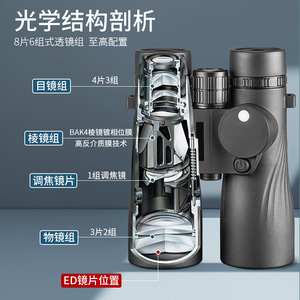 กล้องส่องทางไกล 8X50ED พร้อมเข็มทิศ โฟกัสอัตโนมัติ กันน้ำ สำหรับใช้งานกลางแจ้ง - Product Image 3