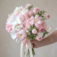 Buket Pengantin Buatan Khusus Bunga Sutra Real Touch yang Dipersonalisasi untuk Pengantin dan Pengiring Pengantin