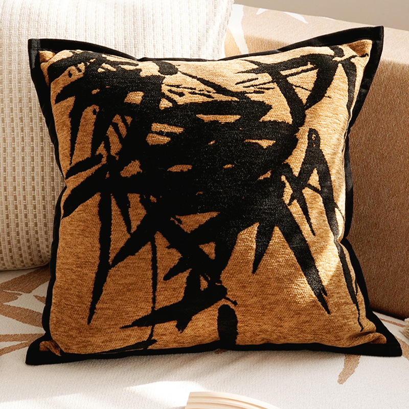 Black edge brown bottom bamboo leaf square