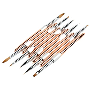 Ensemble de pinceaux à ongles en acrylique avec manche en métal rose doré personnalisé, poils 100% pur Kolinsky, pour la sculpture de poudre, la manucure en salon et le nail art - Product Image 6