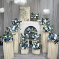 Boule florale artificielle personnalisée mini bleue, arrangements floraux en soie, centre de table pour fête, événement, décoration de mariage