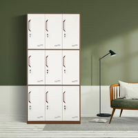 Vente chaude casier de rangement vertical en acier à 9 portes avec serrure à clé pour armoire de rangement de vêtements de bureau ou d'école