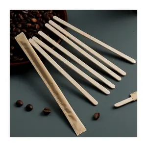 Kayu alami bambu 6.3 inci kopi tongkat pengaduk kayu disterilkan Kayak dayung pengaduk