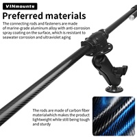 Support de sondeur VINmounts en fibre de carbone, 1650 mm, réglable, rotation à 360 degrés, pour sondeur de pêche, support de sonde pour bateau marin