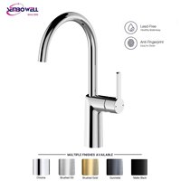 Robinet de cuisine moderne à levier en cuivre, laiton et finition chromée, avec cartouche en céramique et mélangeur eau chaude/froide