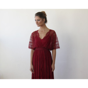 Abito lungo in pizzo trasparente Bordeaux 1044 - Product Image 2