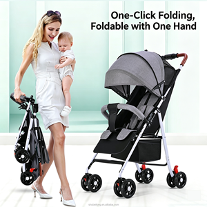 Poussette pliable à une main, 4,0 kg, cadre doré, tissu Oxford, 5 positions inclinables (assis et couché) pour le voyage, vente en gros OEM - Product Image 4