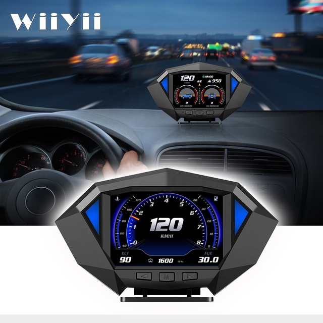 WiiYii OBD2 Slope Meter Smart Gps Gauge P1 Speed Alarms Heads up Display HUD for All Cars