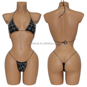 ملابس S697 الأكثر مبيعًا ملابس مثيرة مثيرة من حجر الراين لباس أداء بيكيني كريستالي لامع ملابس رقص ثونغ صغير - Product Image 5